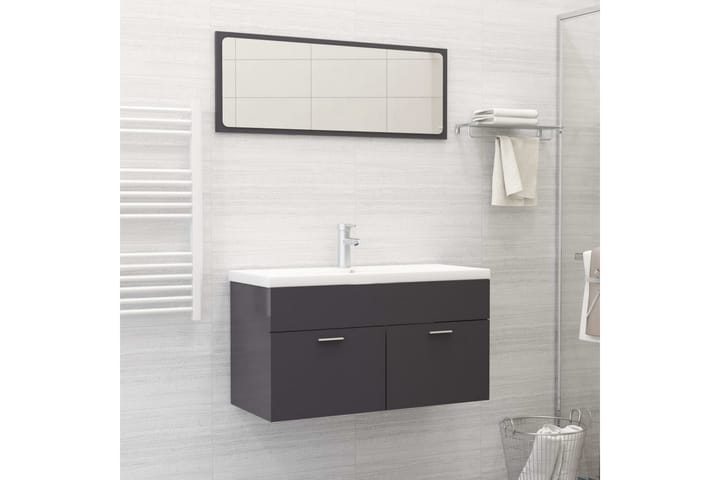 2-osainen kylpyhuoneen kalustesarja korkeak. harmaa - Harmaa - Talo & remontointi - Keittiö & kylpyhuone - Kylpyhuone - Kylpyhuonekalusteet - Kylpyhuonekaapit