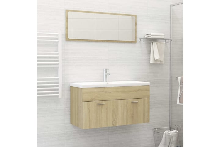 2-osainen kylpyhuoneen kalustesarja Sonoma-tammi lastulevy - Ruskea - Talo & remontointi - Keittiö & kylpyhuone - Kylpyhuone - Kylpyhuonekalusteet - Kylpyhuonekaapit