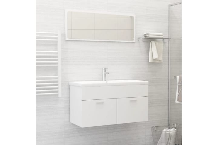 2-osainen kylpyhuoneen kalustesarja valkoinen lastulevy - Valkoinen - Talo & remontointi - Keittiö & kylpyhuone - Kylpyhuone - Kylpyhuonekalusteet - Kylpyhuonekaapit