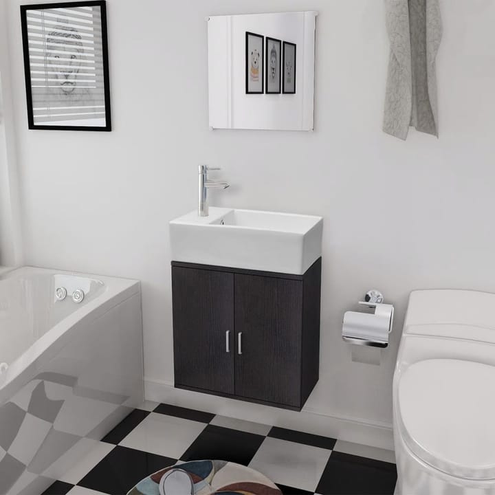 3-osainen Kylpyhuoneen Kaluste- ja Pesuallassarja Musta - Musta - Talo & remontointi - Keittiö & kylpyhuone - Kylpyhuone - Kylpyhuonetarvikkeet - Muuta
