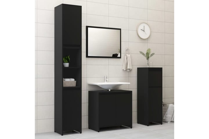3-osainen kylpyhuoneen kalustesarja musta lastulevy - Musta - Talo & remontointi - Keittiö & kylpyhuone - Kylpyhuone - Kylpyhuonekalusteet - Kylpyhuonekalustepaketit