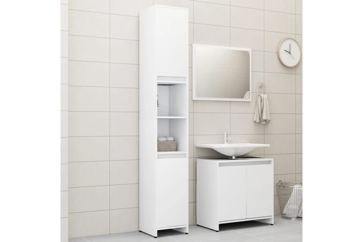 3-osainen kylpyhuoneen kalustesarja valkoinen lastulevy - Valkoinen - Talo & remontointi - Keittiö & kylpyhuone - Kylpyhuone - Kylpyhuonekalusteet - Kylpyhuonekalustepaketit