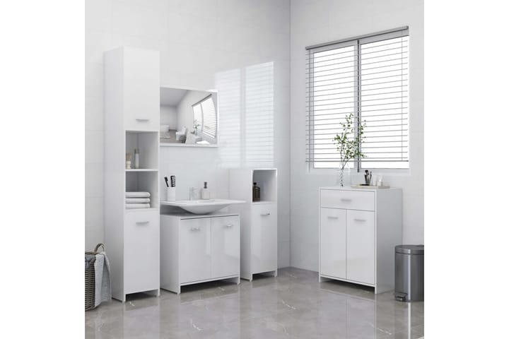 4-osainen kylpyhuone kalustesarja korkeakiilto valkoinen - Talo & remontointi - Keittiö & kylpyhuone - Kylpyhuone - Kylpyhuonekalusteet - Kylpyhuonekalustepaketit