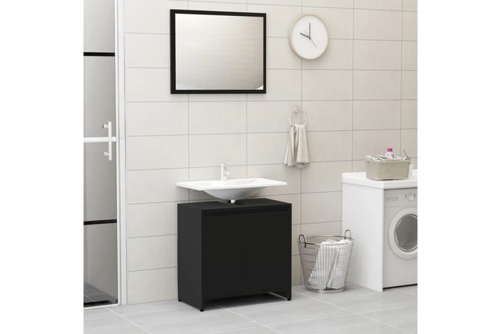 4-osainen kylpyhuoneen kalustesarja musta lastulevy - Musta - Talo & remontointi - Keittiö & kylpyhuone - Kylpyhuone - Kylpyhuonekalusteet - Kylpyhuonekalustepaketit