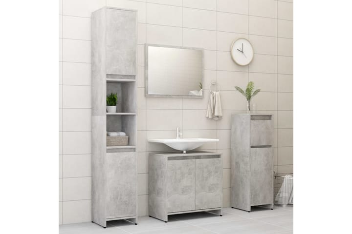 4-osainen kylpyhuonekalustesarja betoniharmaa lastulevy - Harmaa - Talo & remontointi - Keittiö & kylpyhuone - Kylpyhuone - Kylpyhuonekalusteet - Kylpyhuonekalustepaketit