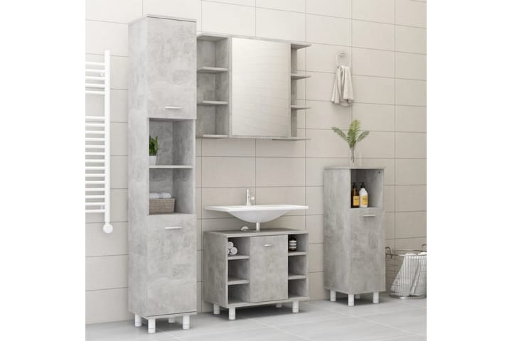 4-osainen kylpyhuonekalustesarja betoninharmaa lastulevy - Harmaa - Talo & remontointi - Keittiö & kylpyhuone - Kylpyhuone - Kylpyhuonekalusteet - Kylpyhuonekalustepaketit