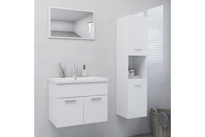Kylpyhuoneen kalustesarja korkeakiilto valkoinen lastulevy - Talo & remontointi - Keittiö & kylpyhuone - Kylpyhuone - Kylpyhuonekalusteet - Kylpyhuonekalustepaketit