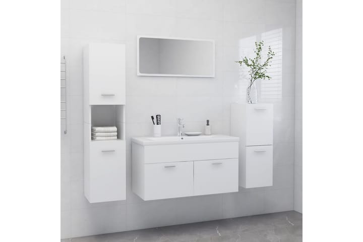 Kylpyhuoneen kalustesarja valkoinen lastulevy - Valkoinen - Talo & remontointi - Keittiö & kylpyhuone - Kylpyhuone - Kylpyhuonekalusteet - Kylpyhuonekalustepaketit