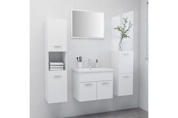 Kylpyhuoneen kalustesarja valkoinen lastulevy - Valkoinen - Talo & remontointi - Keittiö & kylpyhuone - Kylpyhuone - Kylpyhuonekalusteet - Kylpyhuonekalustepaketit