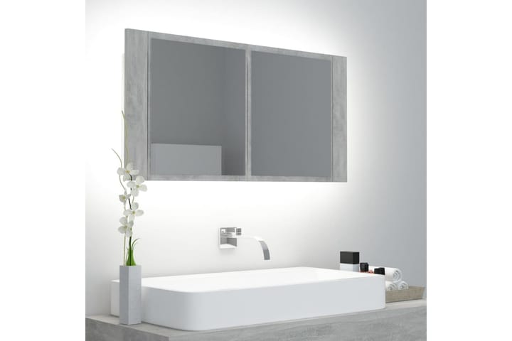 Kylpyhuoneen LED peilikaappi 90x12x45 cm - Betoninharmaa - Talo & remontointi - Keittiö & kylpyhuone - Kylpyhuone - Kylpyhuonekalusteet - Peilikaapit
