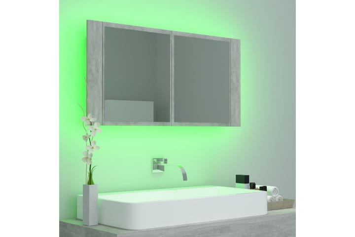 Kylpyhuoneen LED peilikaappi 90x12x45 cm - Betoninharmaa - Talo & remontointi - Keittiö & kylpyhuone - Kylpyhuone - Kylpyhuonekalusteet - Peilikaapit
