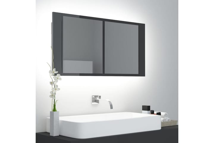 Kylpyhuoneen LED peilikaappi 90x12x45 cm - Harmaa Korkeakiilto - Talo & remontointi - Keittiö & kylpyhuone - Kylpyhuone - Kylpyhuonekalusteet - Peilikaapit