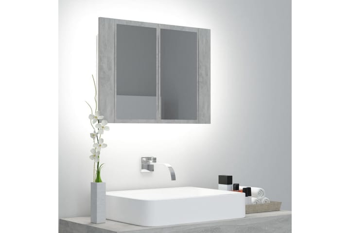 Kylpyhuoneen LED peilikaappi betoninharmaa 60x12x45 cm - Harmaa - Talo & remontointi - Keittiö & kylpyhuone - Kylpyhuone - Kylpyhuonekalusteet - Peilikaapit