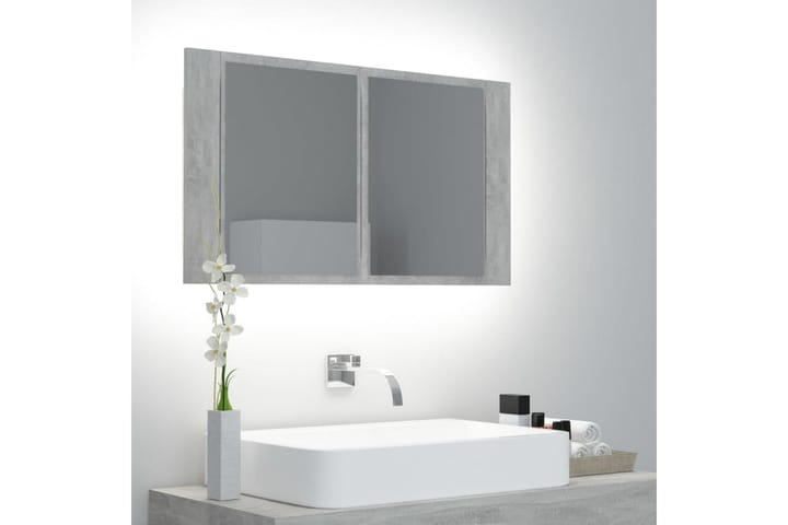 Kylpyhuoneen LED peilikaappi betoninharmaa 80x12x45 cm - Harmaa - Sisustustuotteet - Peili