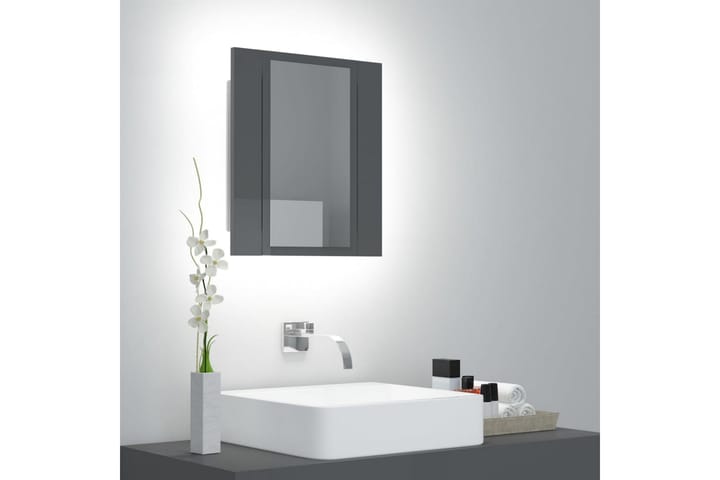 Kylpyhuoneen LED peilikaappi korkeakiilto harmaa 40x12x45 cm - Harmaa - Talo & remontointi - Keittiö & kylpyhuone - Kylpyhuone - Kylpyhuonekalusteet - Peilikaapit