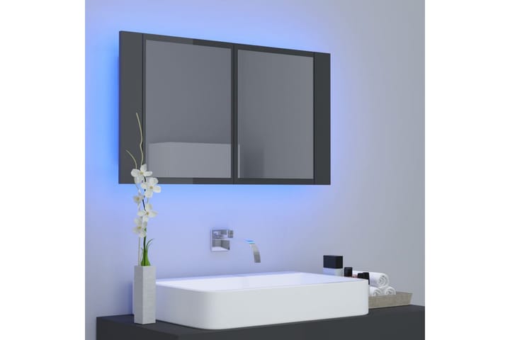 Kylpyhuoneen LED peilikaappi korkeakiilto harmaa 80x12x45 cm - Harmaa - Talo & remontointi - Keittiö & kylpyhuone - Kylpyhuone - Kylpyhuonekalusteet - Peilikaapit