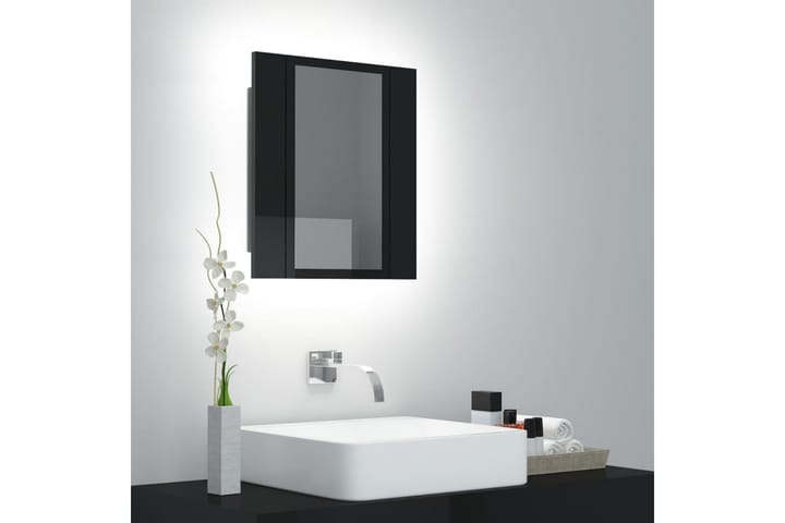 Kylpyhuoneen LED peilikaappi korkeakiilto musta 40x12x45 cm - Musta - Talo & remontointi - Keittiö & kylpyhuone - Kylpyhuone - Kylpyhuonekalusteet - Peilikaapit