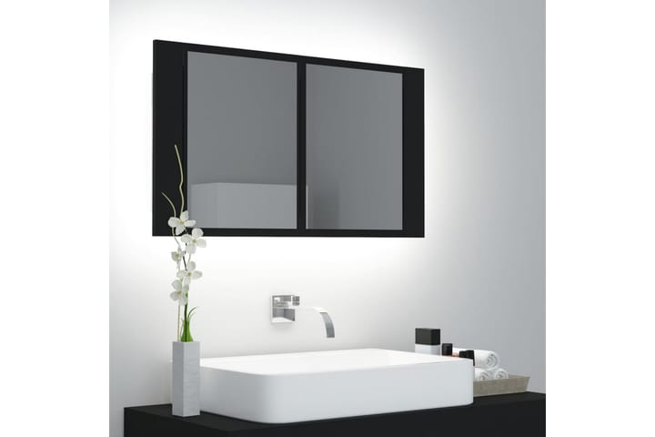 Kylpyhuoneen LED peilikaappi musta 80x12x45 cm - Musta - Talo & remontointi - Keittiö & kylpyhuone - Kylpyhuone - Kylpyhuonekalusteet - Peilikaapit