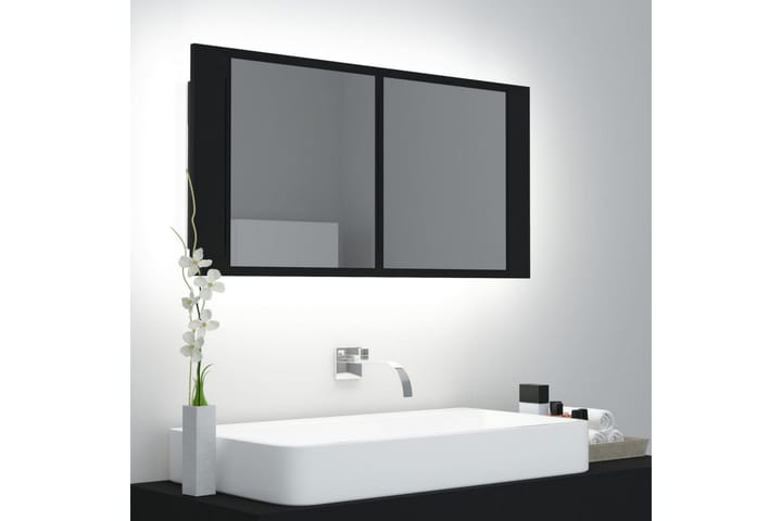 Kylpyhuoneen LED peilikaappi musta 90x12x45 cm - Musta - Talo & remontointi - Keittiö & kylpyhuone - Kylpyhuone - Kylpyhuonekalusteet - Peilikaapit