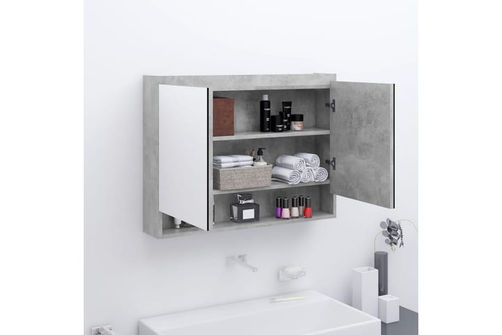 Kylpyhuoneen peilikaappi 80x15x60 cm MDF betoninharmaa - Harmaa - Talo & remontointi - Keittiö & kylpyhuone - Kylpyhuone - Kylpyhuonekalusteet - Peilikaapit