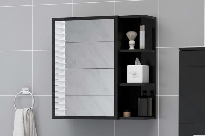 Kylpyhuoneen peilikaappi kk-musta 62,5x20,5x64 cm lastulevy