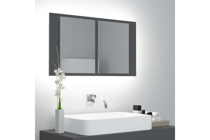 Kylpyhuoneen peilikaappi LED 80x12x45 cm - Harmaa - Talo & remontointi - Keittiö & kylpyhuone - Kylpyhuone - Kylpyhuonekalusteet - Peilikaapit