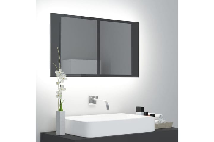 Kylpyhuoneen peilikaappi LED 80x12x45 cm - Korkeakiilto Harmaa - Talo & remontointi - Keittiö & kylpyhuone - Kylpyhuone - Kylpyhuonekalusteet - Peilikaapit