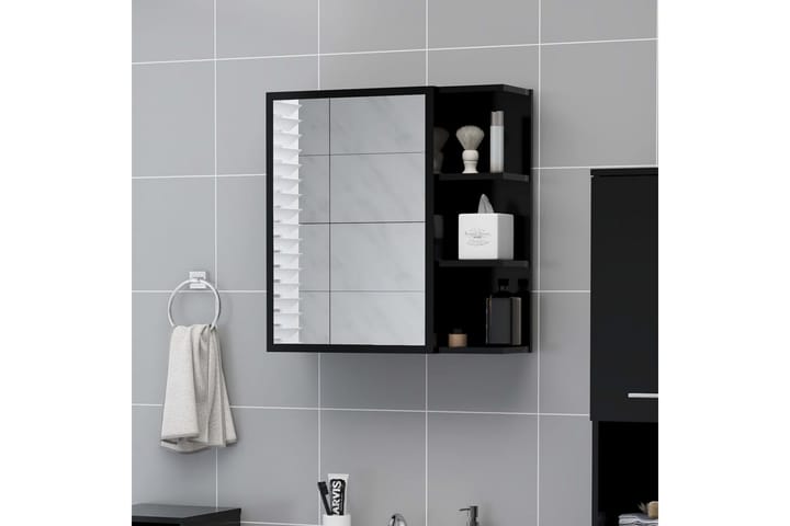 Kylpyhuoneen peilikaappi musta 62,5x20,5x64 cm lastulevy - Musta - Kodintekstiilit - Matot - Moderni matto - Räsymatto