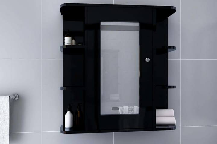 Kylpyhuoneen peilikaappi musta 66x17x63 cm MDF - Musta - Kodintekstiilit - Matot - Ulkomatto - Eteisen matot & kynnysmatot