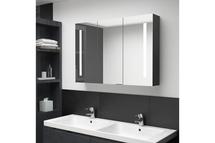 LED kylpyhuoneen peilikaappi 89x14x62 cm kiiltävä musta - Talo & remontointi - Keittiö & kylpyhuone - Kylpyhuone - Kylpyhuonekalusteet - Peilikaapit