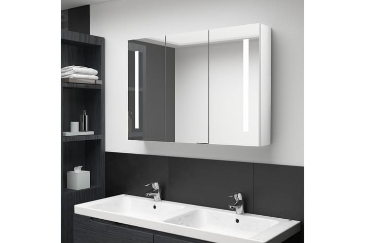 LED kylpyhuoneen peilikaappi 89x14x62 cm kiiltävä valkoinen - Talo & remontointi - Keittiö & kylpyhuone - Kylpyhuone - Kylpyhuonekalusteet - Peilikaapit