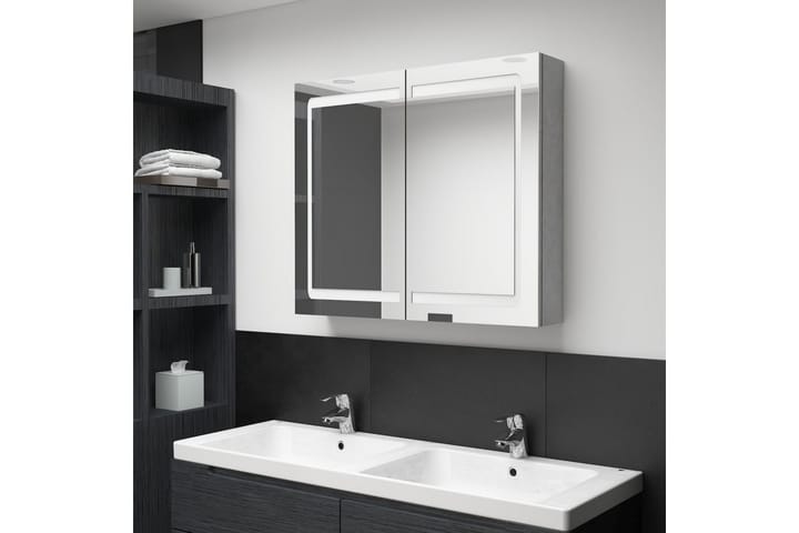 LED kylpyhuoneen peilikaappi betoninharmaa 80x12x68 cm - Talo & remontointi - Keittiö & kylpyhuone - Kylpyhuone - Kylpyhuonekalusteet - Peilikaapit