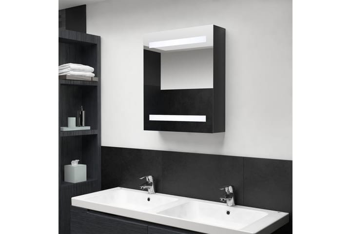 LED kylpyhuoneen peilikaappi kiiltävä musta 50x14x60 cm - Musta - Talo & remontointi - Keittiö & kylpyhuone - Kylpyhuone - Kylpyhuonekalusteet - Peilikaapit