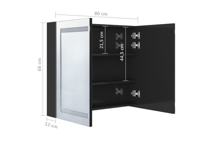 LED kylpyhuoneen peilikaappi kiiltävä musta 80x12x68 cm - Talo & remontointi - Keittiö & kylpyhuone - Kylpyhuone - Kylpyhuonekalusteet - Peilikaapit