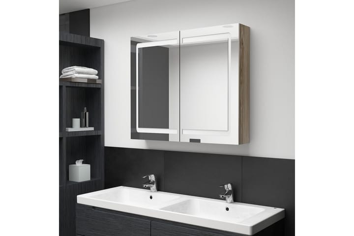 LED kylpyhuoneen peilikaappi tammi 80x12x68 cm - Talo & remontointi - Keittiö & kylpyhuone - Kylpyhuone - Kylpyhuonekalusteet - Peilikaapit