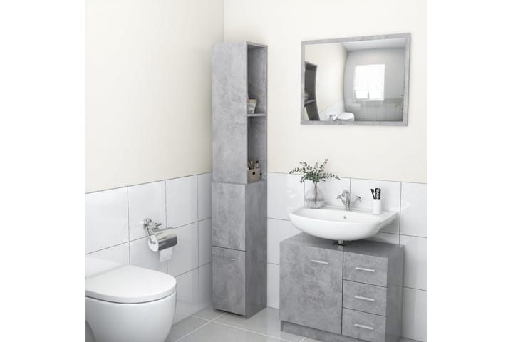 Kylpyhuonekaappi betoninharmaa 25x25x170 cm lastulevy - Talo & remontointi - Keittiö & kylpyhuone - Kylpyhuone - Kylpyhuonekalusteet - Peilikaapit