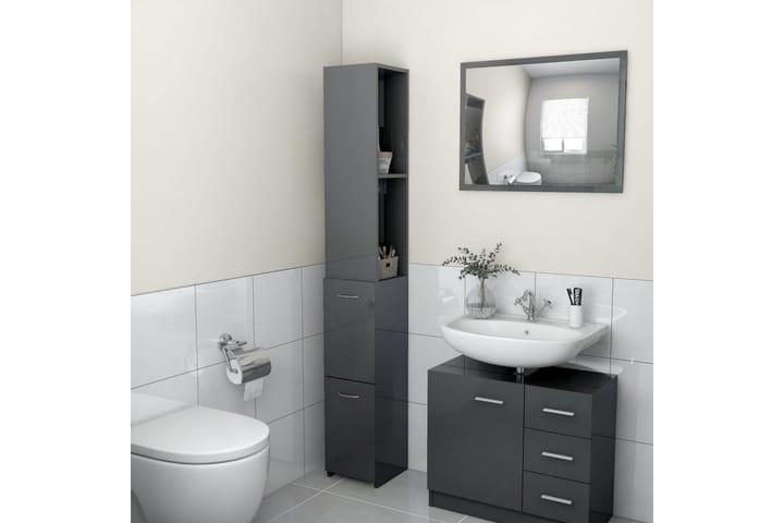 Kylpyhuonekaappi korkeakiilto harmaa 25x25x170 cm lastulevy - Talo & remontointi - Keittiö & kylpyhuone - Kylpyhuone - Sekoittajat & hanat - Pesuallashanat