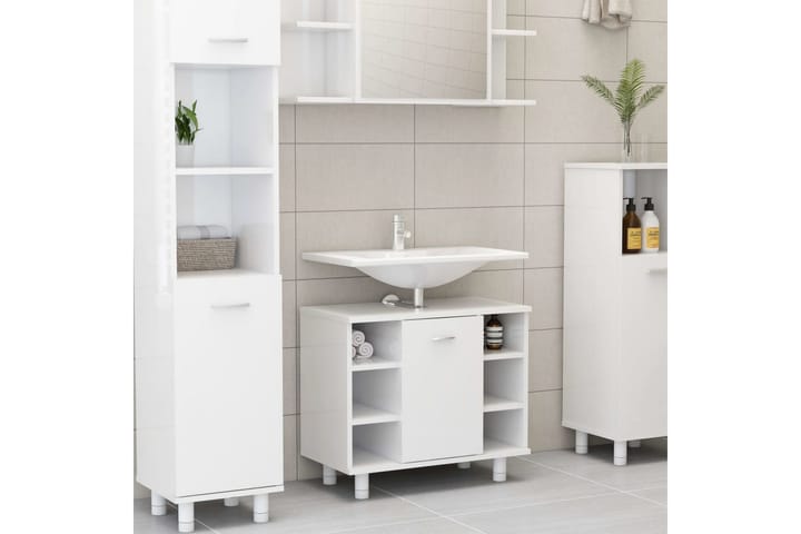 Kylpyhuonekaappi korkeakiilto valkoinen 60x32x53,5 cm - Valkoinen - Talo & remontointi - Keittiö & kylpyhuone - Kylpyhuone - Kylpyhuonekalusteet - Allaskaapit