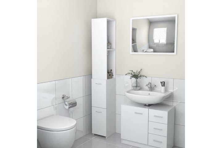 Kylpyhuonekaappi valkoinen 25x25x170 cm lastulevy - Talo & remontointi - Keittiö & kylpyhuone - Kylpyhuone - Kylpyhuonekalusteet - Kylpyhuonekalustepaketit