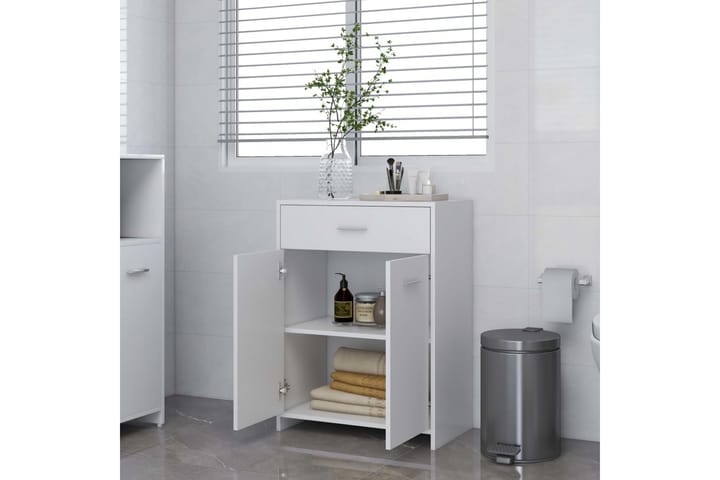 Kylpyhuonekaappi valkoinen 60x33x80 cm lastulevy - Valkoinen - Talo & remontointi - Keittiö & kylpyhuone - Kylpyhuone - Kylpyhuonekalusteet - Seinäkaappi & korkea kaappi