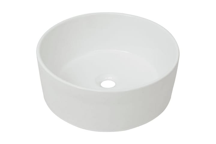 Pyöreä Pesuallas keraaminen Valkoinen 40x15 cm - Valkoinen - Talo & remontointi - Keittiö & kylpyhuone - Kylpyhuone - Kylpyammeet - Vapaasti seisovat ammeet