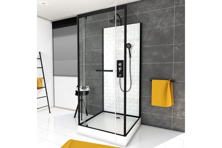 Suihkukaappi Botran 80x80 cm - MustaValkoinen - Talo & remontointi - Keittiö & kylpyhuone - Kylpyhuone - Suihkukalusteet - Suihkukaapit
