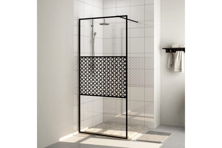Walk-in suihkun seinäke kirkas ESG-lasi 100x195 cm musta - Läpinäkyvä - Talo & remontointi - Keittiö & kylpyhuone - Kylpyhuone - Suihkukalusteet - Suihkuseinät