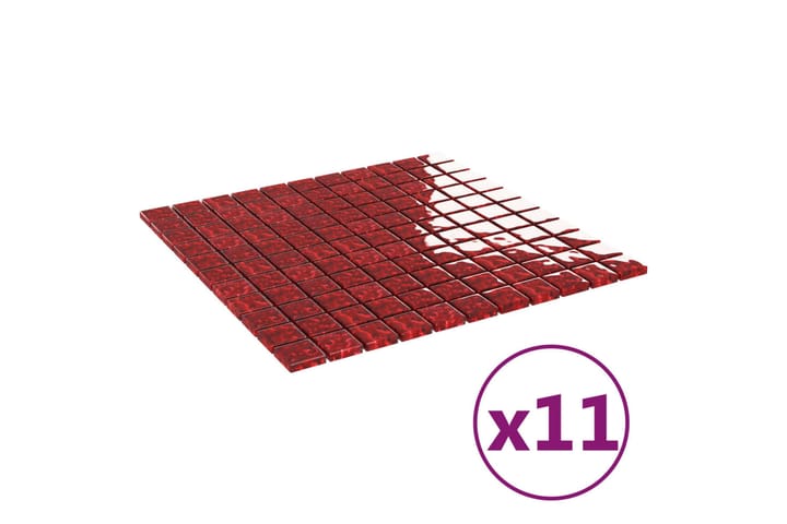 Mosaiikkilaatat itsekiinnittyvät 11kpl punainen 30x30 cm - Punainen - Talo & remontointi - Keittiö & kylpyhuone - Seinälaatat & Lattialaatat - Mosaiikki - Lasimosaiikki