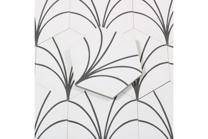 Marokkolainen Laatta Heksagon Zagora White 20X23,2 - Valkoinen/Musta - Talo & remontointi - Keittiö & kylpyhuone - Seinälaatat & Lattialaatat - Seinälaatat - Yksiväriset seinälaatat