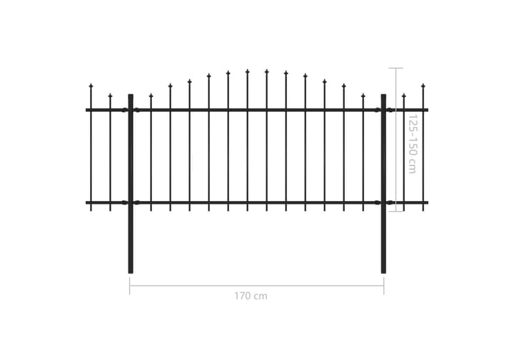 Puutarha-aita keihäskärjillä teräs (1,25-1.5)x15,3 m musta - Musta - Talo & remontointi - Näkösuojat & aitaukset - Aita - Takorauta-aita & rauta-aita