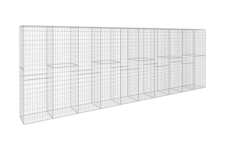 Gabionseinä kannella galvanoitu teräs 600x50x200 cm - Hopea - Talo & remontointi - Näkösuojat & aitaukset - Muuri - Kivikori