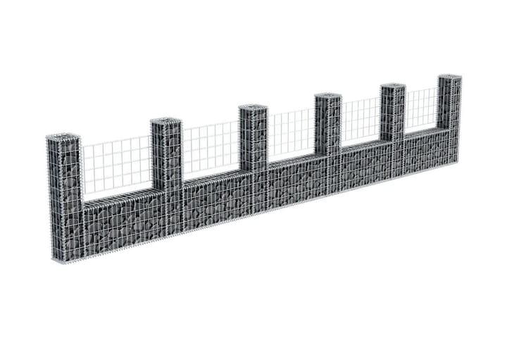 Kivikori U-muoto galvanoitu teräs 570x20x100 cm - Hopea - Talo & remontointi - Näkösuojat & aitaukset - Muuri - Kivikori