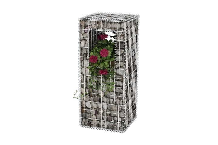 Kivikori/kukkalaatikkopylväs teräs 50x50x120 cm - Hopea - Sisustustuotteet - Seinäkoristeet - Kellot