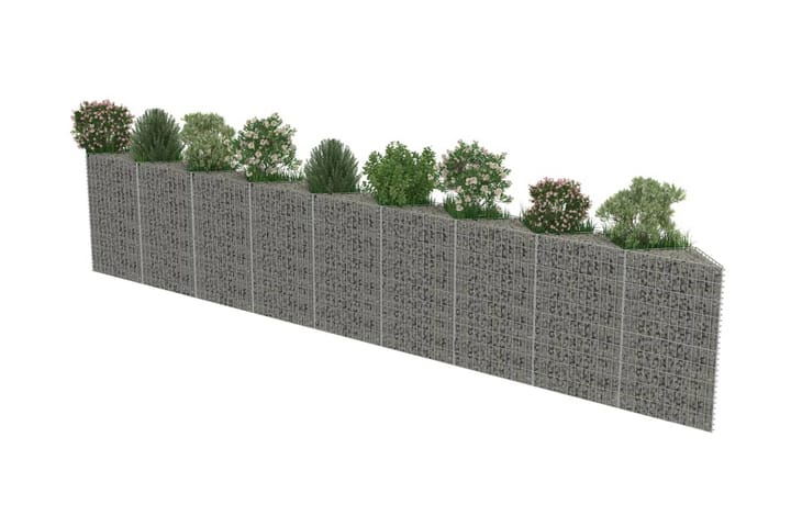 Kivikoriseinä galvanoitu teräs 630x30x100 cm - Hopea - Talo & remontointi - Näkösuojat & aitaukset - Muuri - Kivikori